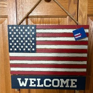 Wooden welcome sign